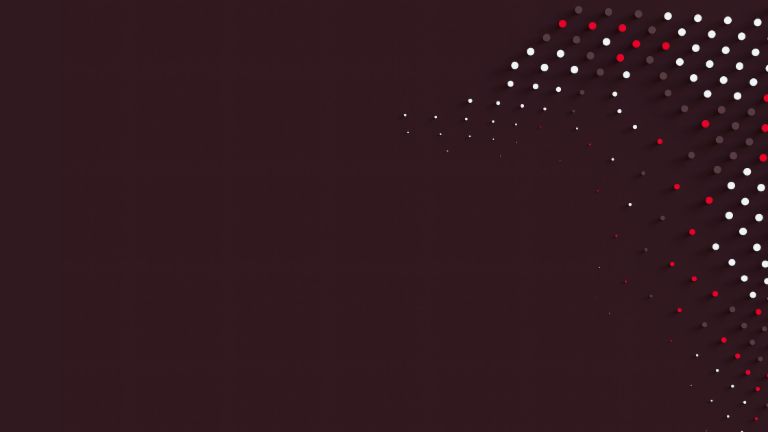 Dynamic graphic with red and white dots symbolizing movement and innovation in receivables management at EOS